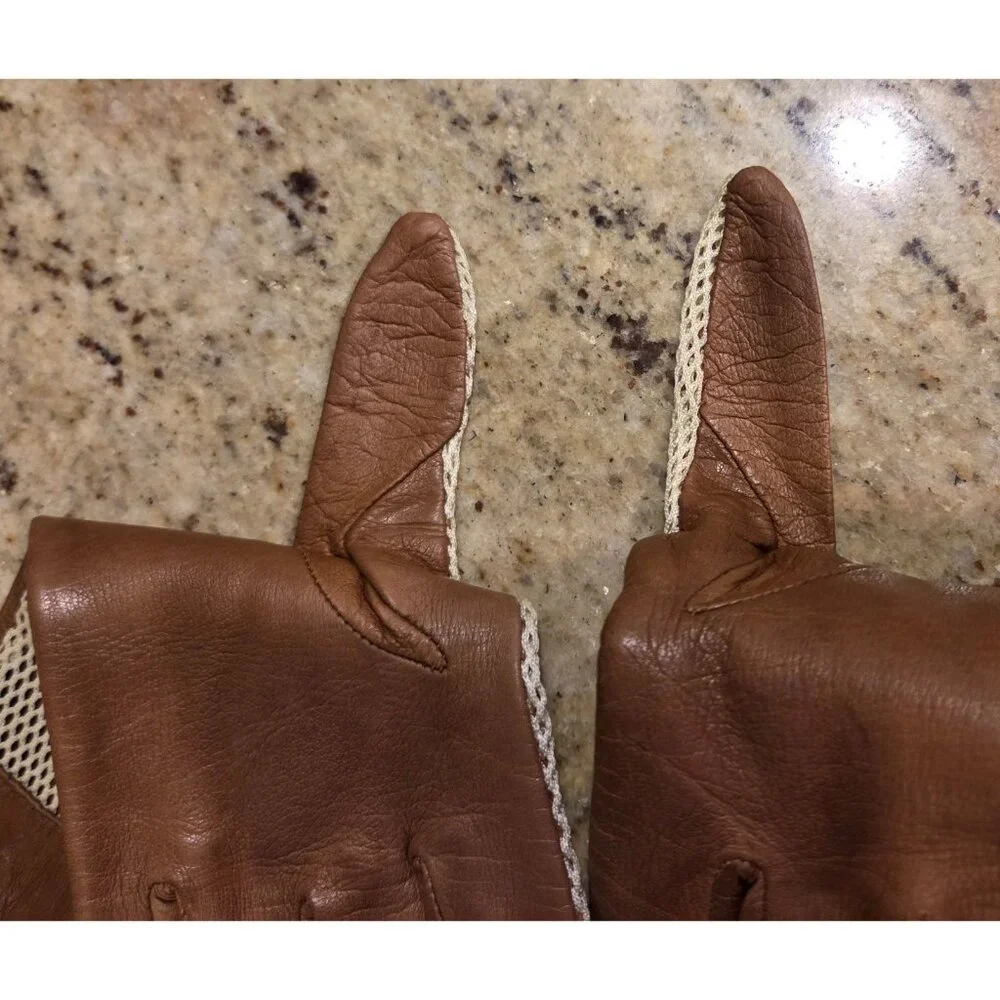 Vintage Womens Size M Leather Mesh Gloves